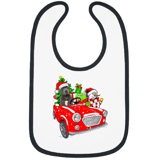 Pitbull Pet Santa Hat Red Car Christmas24 Bibs