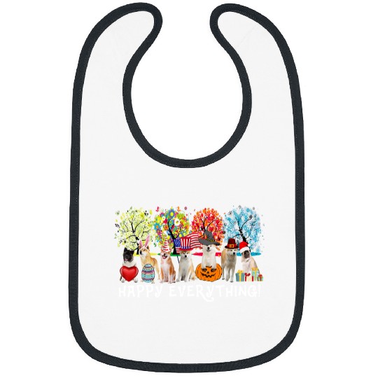 Akita Pet Happy Everything Akita Dog Seasons All Year Tree Lover26 Dog Bibs