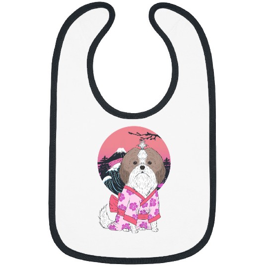 Shih Tzu Pet Japanese Art Harajuku Retro Aethestic vintages Bibs