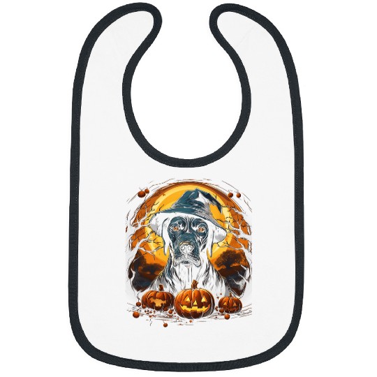 Great Dane Pet Dog Halloween Pumpkin Graphic Tees for Men Women Bibs