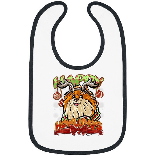 Pomeranian Pet Happy Howlidays Pomeranian Reindeer Dog Christmas Dogs XMas Bibs