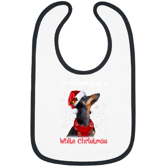 Dachshund Pet White Christmas Santa Hat Bibs