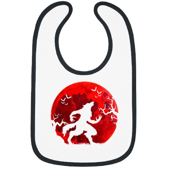 Coyote Mammal Blood Moon Werewolfs Full Moon Halloween Werewolfs 6 Bibs