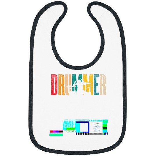 Funny Drummer Retro Graphic Drumset Drumming Musician Rock Band 1 Bibs