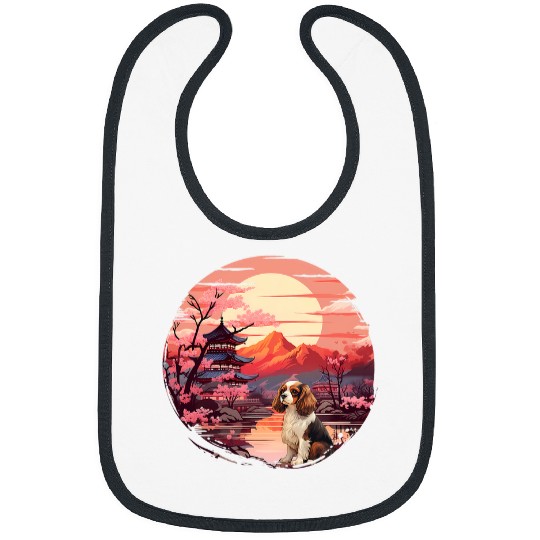 Cavalier Pet Japanese Sunset Cavalier King Charles Spaniel Bibs