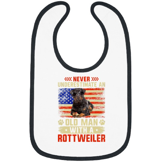 Rottweiler Pet Mens Grandpa Father Dog Never Underestimate Old man Rottweiler 3 Bibs