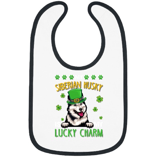 Husky Pet Clover My Siberian Husky Is My Lucky Charm St Patricks Day Bibs