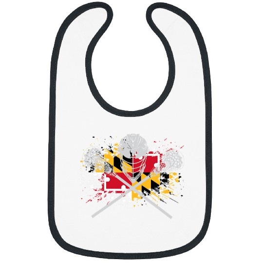 Sport Lacrosse Gift Boys Lacrosse Sticks Crossed Helmet LAX Maryland Flag Bibs