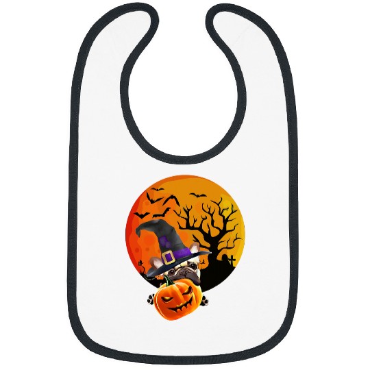 French Bulldog Pet with pumpkin Halloween moon scary cemetery 6 Bibs