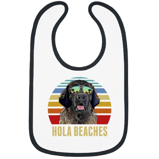 Leonberger Pet Hola Beaches Leonberger Dog Funny Beach Summer Bibs