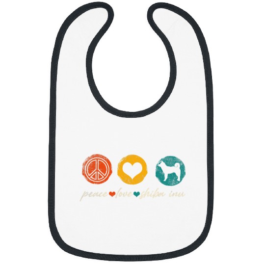 Shiba Inu Pet vintages Peace Love Shiba Inu Dog Lover Gifts Bibs