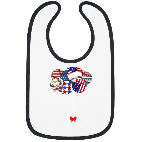 Sport Baseball 4th Of July Baseball Player American Flag Balloons 6 Bibs