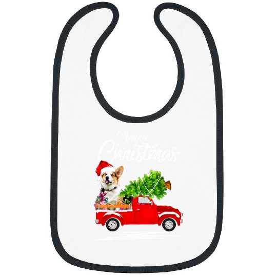 Corgi Pet Dog Funny Corgi Ride Red Truck Christmas Pajama 408 Bibs