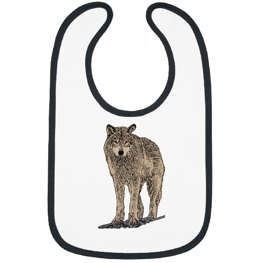 Coyote Mammal art print big cool imprint animal face motif whit moon 1 Bibs