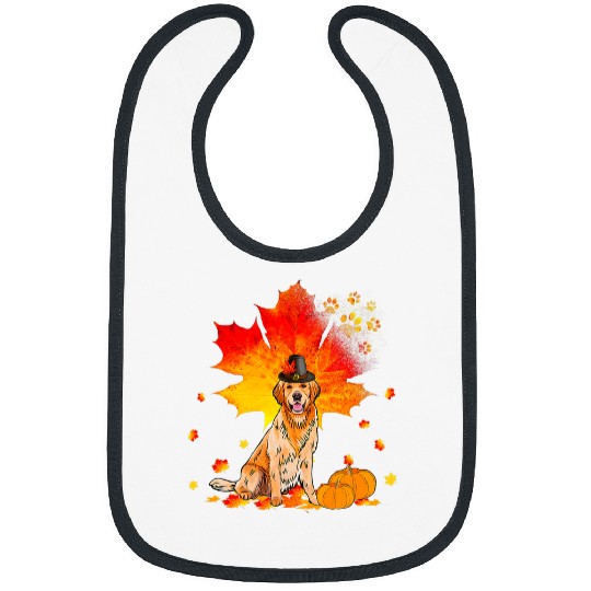 Golden Retriever Pet Autumn Leaf Fall Leaves Dog Thanksgiving Bibs