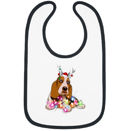 Basset Hound Pet Christmas Lights Bibs