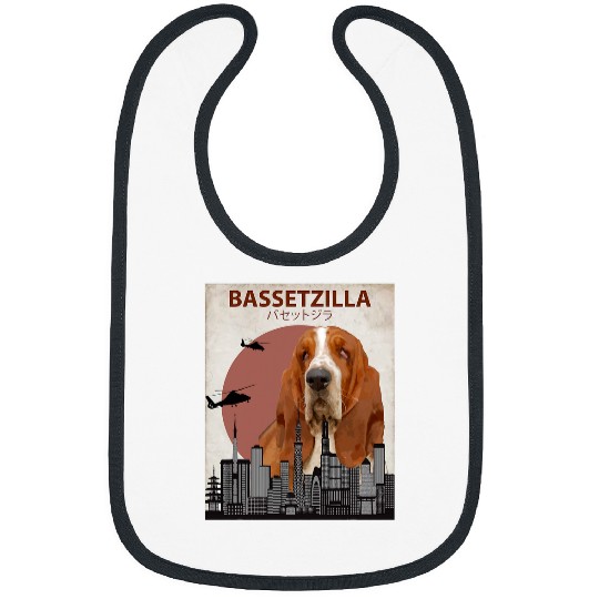 Basset Hound Pet Bassetzilla Basset Hound Dog Giant Monster Japanese Meme Bibs