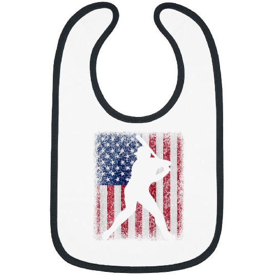Sport Baseball American Flag Print on the Back Baseball Red White Blue Bibs