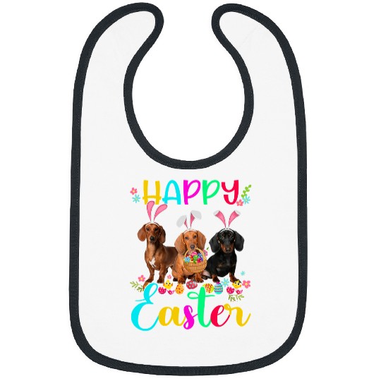 Dachshund Pet Happy Easter Three Dachshund Wearing Bunny Ear 260 Bibs
