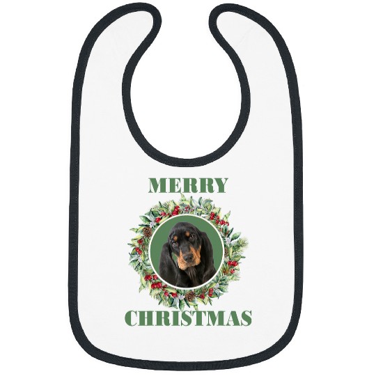 Coonhound Pet Merry Christmas Black and Tan Bibs