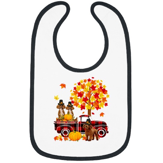 Poodle Pet Three Poodle Dogs On Pickup Truck Thanksgiving Fall Tree Bibs