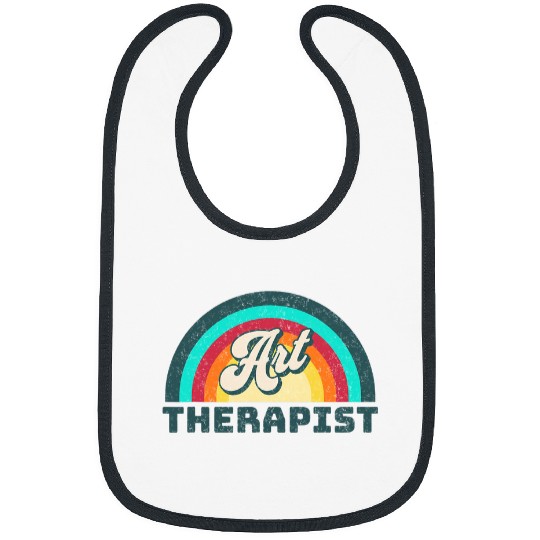 Art Therapist 1960s Groovy Distressed Font Rainbow Bibs
