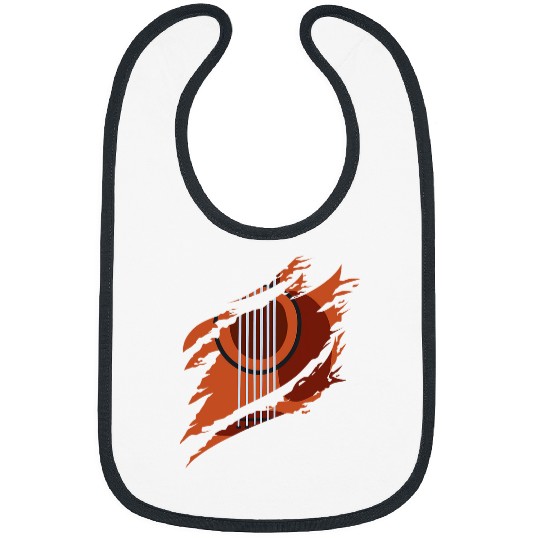 Funny Guitar Artistic Acoustic Guitar Ripped Illustration Image Bibs