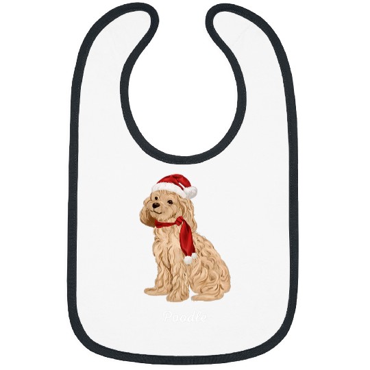 Poodle Pet Toy Poodle Dog Christmas Santa Hat Cute Illustration Bibs