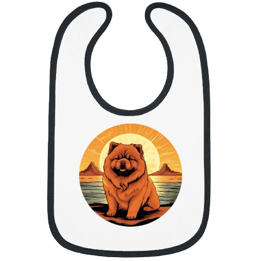 Chow Chow Pet Retro Vintage Chow Chow Dog Sunset Funny Chow Chow Bibs