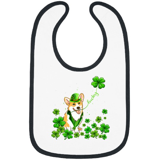 Corgi Pet Dog Irish Green Shamrock Clover St Patricks Bibs