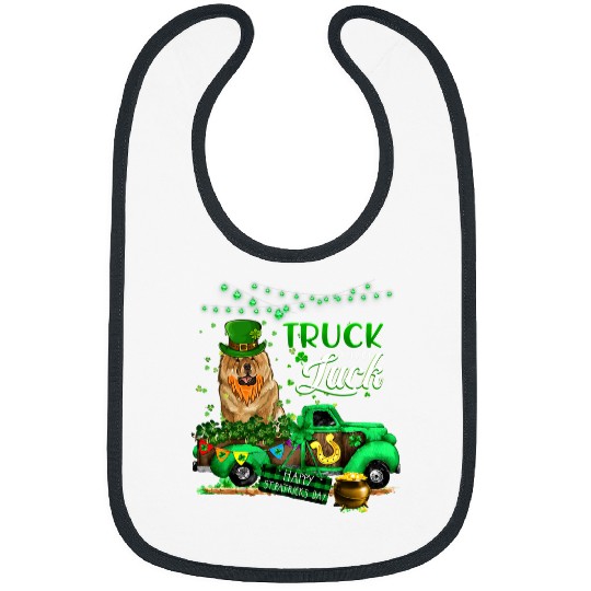 Chow Chow Pet St Patricks Day Truck Chow Chow Family Shamrock Clover Bibs