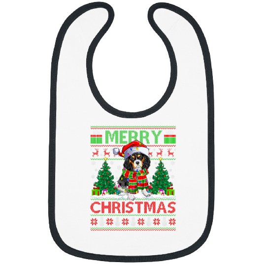 Cavalier Pet xmass Lighting Ugly Cavalier King Charles Spaniel Christmas Bibs