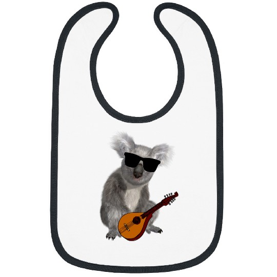 Funny Mandolin Bear Funny Koala Wearing Sunglasses Playing Mandolin Instrument Cute Bears Bibs