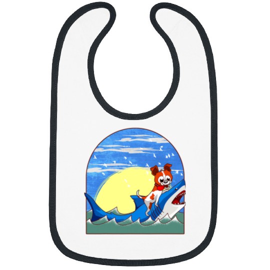Jack Russell Pet Shark Jack Russel Dog Riding A Shark Funny Dog Lover Gifts Jaw Sharks Bibs