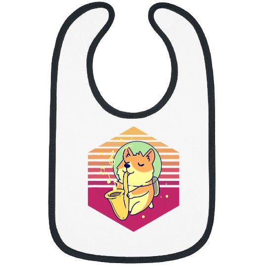 Funny Saxophone Welsh Corgi Astronaut Playing Saxophone Vintage 22 Corgis Bibs