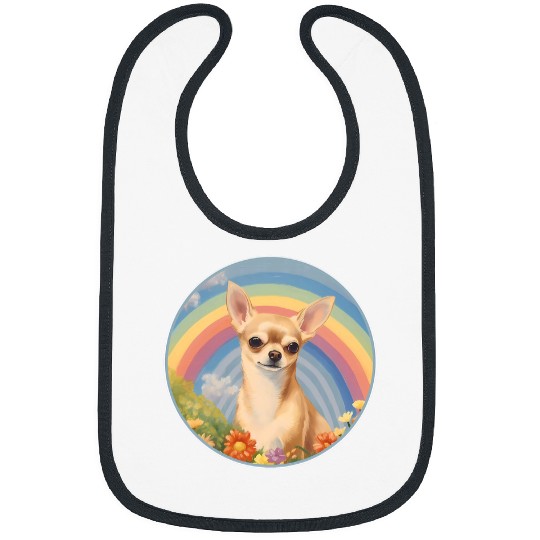 Chihuahua Pet Rainbow Bridge Colorful Dog Memorial Painting Bibs