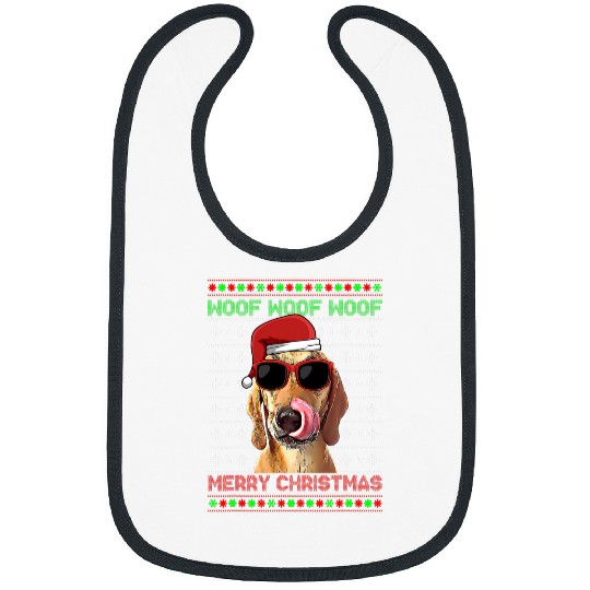Coonhound Pet Redbone Coonhound Dog Funny Woof Merry Christmas 1 Bibs