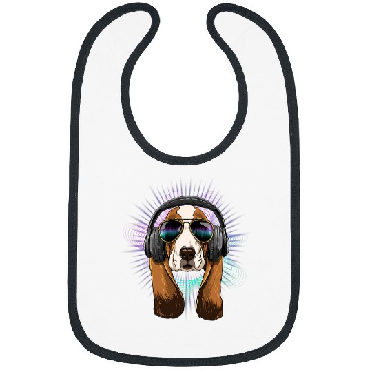 Basset Hound Pet EDM House Music DJ Basset Hound Dog Music Lover Music Artist Bibs