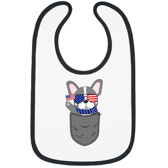 French Bulldog Pet Frenchie Dog Pocket Frenchie American USA 4th Of July Dog 1 Bibs