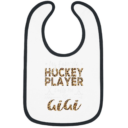 Sport Hockey My Favorite Hockey Player Calls Me Gigi Grandma Leopard Bibs