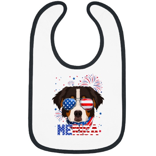 Bernese Mountain Pet Merica Sunglasses 4th of July American Flag Bibs