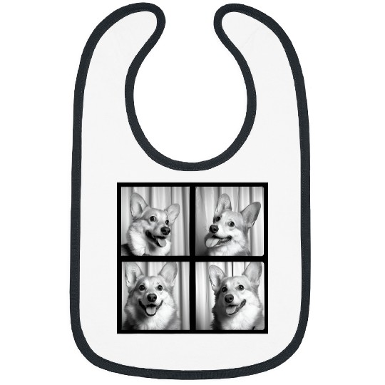 Corgi Pet Face Pet Portrait Retro Dog Photobooth Corgi Mom Bibs