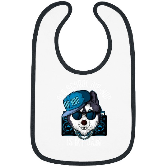 Husky Pet Funny Husky Rapper 90s Retro Music OldSchool Hip Hop Lover Bibs