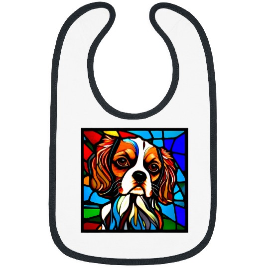 Cavalier Pet King Charles Spaniel Stained Glass Pop Art 5 Bibs