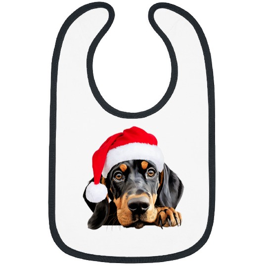 Coonhound Pet Tan Coonhound Dog Santa Claus Hat Christmas Bibs