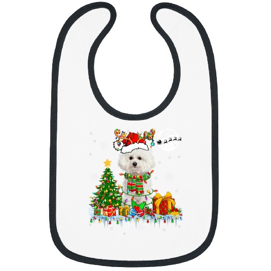 Bichon Pet Frise Santa Reindeer Bichon Frise Christmas Tree Lights Dog Owner Bibs