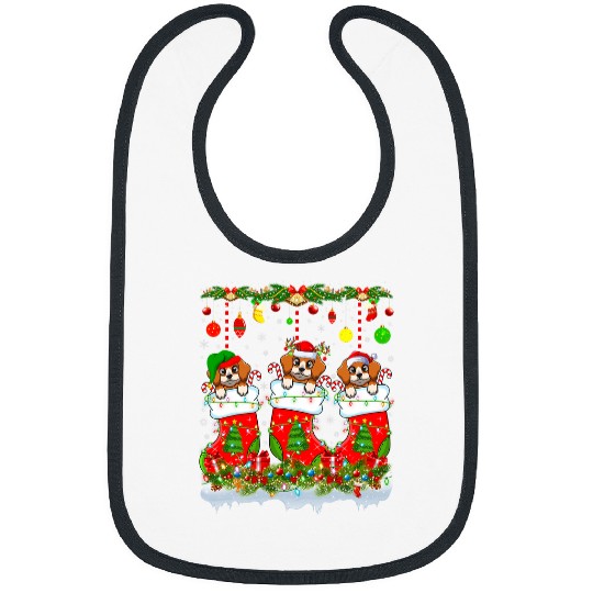 Basset Hound Pet Funny Basset Hound Dog In xmass Socks Lights Christmas Bibs