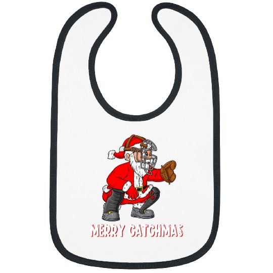 Sport Baseball Merry Catchmas Christmas Santa Claus Baseball Catcher Xmas Bibs