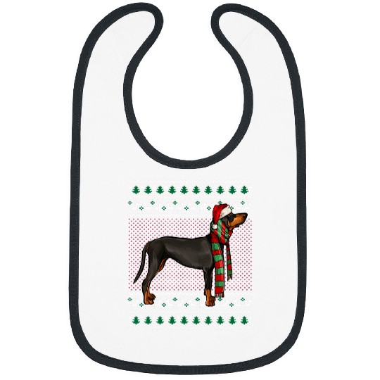 Coonhound Pet xmass Black and Tan Coonhound Dog Santa Hat Ugly Christmas Bibs
