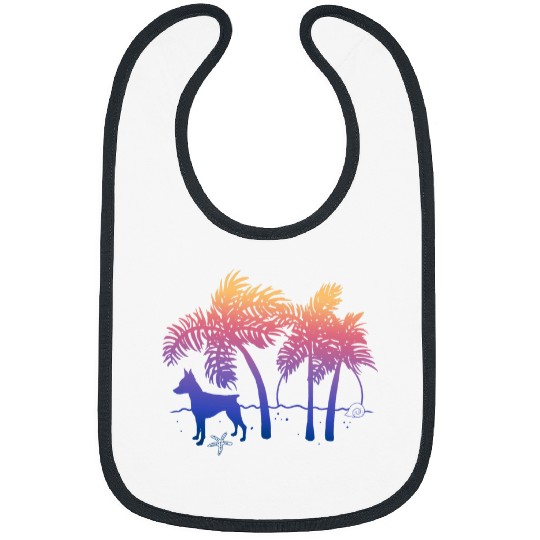 Miniature Pinscher Pet Ombre Beach Sunrise Bibs